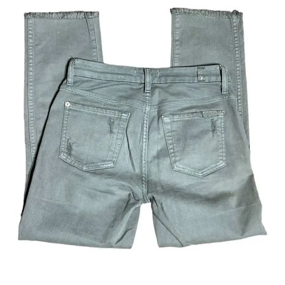 7 For All Mankind Olive Green Cropped Jeans Size 26
